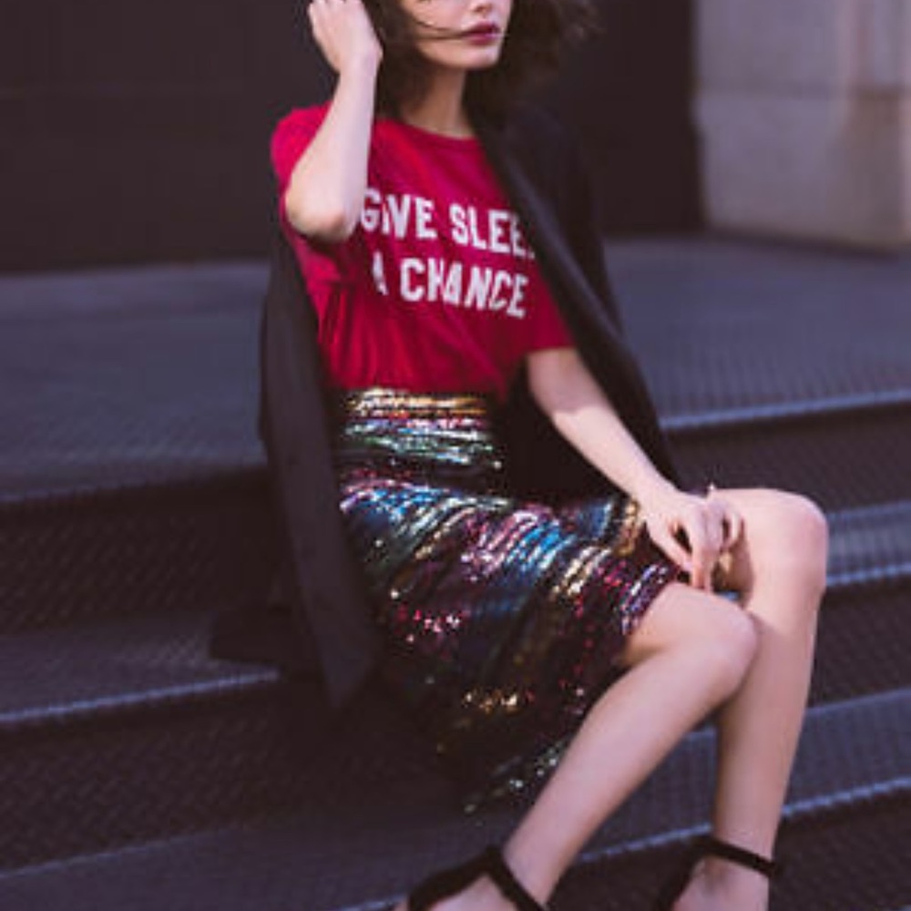 Anthropologie Moulinette Souers Sequined Soirée striped Skirt - Picture 5 of 9